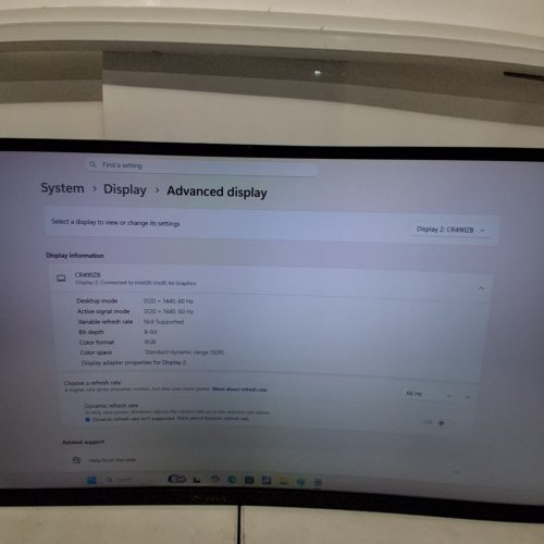 CRUA 49" CURVED GAMING 5 K DQHD MONITOR WITH BUILT-IN SPEAKERS, 1500R, FREESYNC, 120% SRGB - BLACK - (MODEL:CR490ZB) image 2