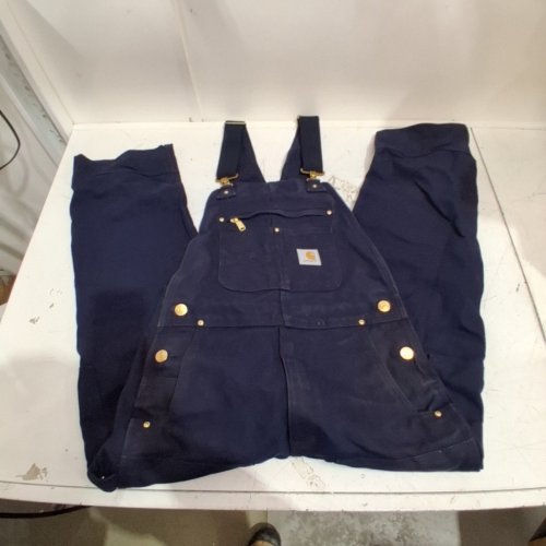 MEN'S CARHARTT RELAXED FIT R01 UNLINED DUCK BIB OVERALLS - 30W X 28 L - NAVY image 2