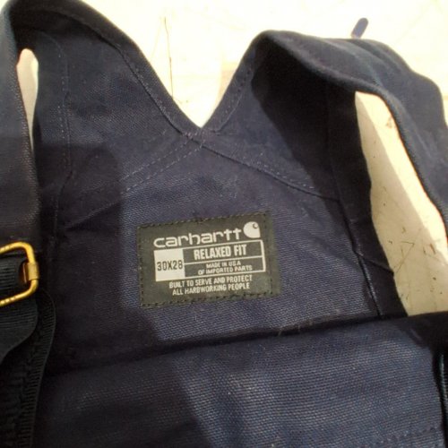 MEN'S CARHARTT RELAXED FIT R01 UNLINED DUCK BIB OVERALLS - 30W X 28 L - NAVY image 3