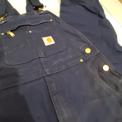 MEN'S CARHARTT RELAXED FIT R01 UNLINED DUCK BIB OVERALLS - 30W X 28 L - NAVY image 4