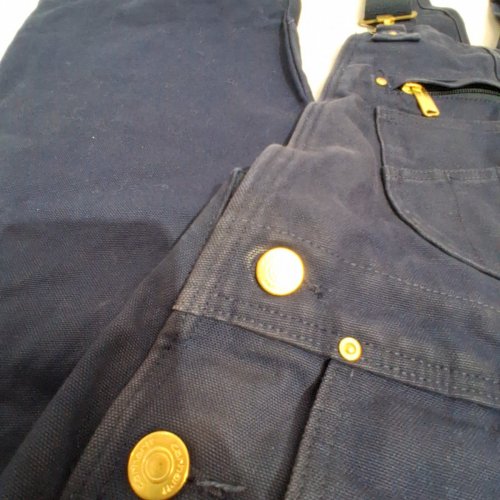 MEN'S CARHARTT RELAXED FIT R01 UNLINED DUCK BIB OVERALLS - 30W X 28 L - NAVY image 5