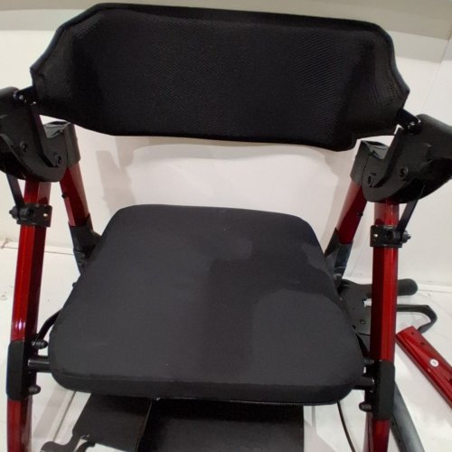 STROLLAID 2-IN-1 ROLLATOR WALKER/WHEELCHAIR COMBO TRANSPORT CHAIR WITH BRAKES - HOLDS UP TO 450 LBS - 10" WHEELS - RED (MODEL: S9269A) image 5