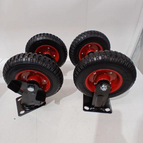 4PK NEFISH HEAVY DUTY INDUSTRIAL GRADE OUTDOOR RUBBER CASTERS - 8"/ 2200LBS MAX - RED/BLACK (MODEL: LJ-8IN-FH-2B2R) image 2