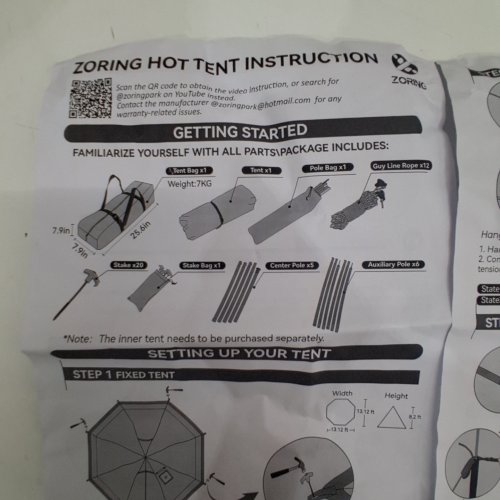 ZORING HOT TENT WITH STOVE JACK - 13FT X 13FT X 8FT - TAN image 2