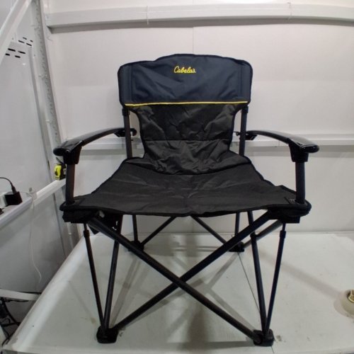 CABELA'S BIG OUTDOORSMAN XL FOLDING CAMP CHAIR - 400LBS MAX/CAP - GREY/BLUE image 2