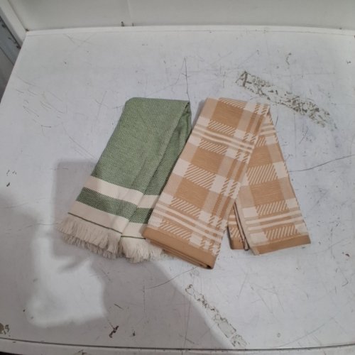 2PK MADE IN PORTUGAL KITCHEN TOWELS - 20" X 28" - GREEN/BEIGE/ORANGE (MODEL: 3400770) image 3