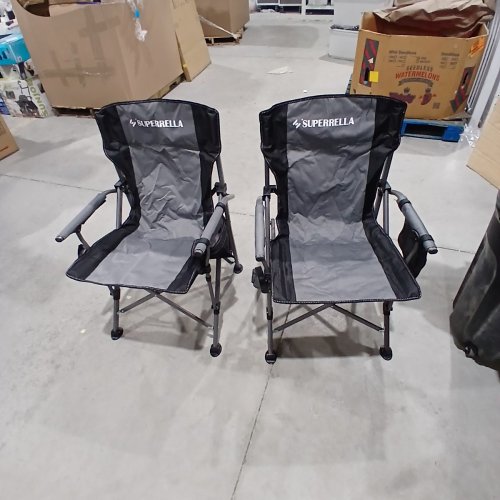 2PK SUPERRELLA OUTDOOR PORTABLE HEAVY DUTY CAMPING CHAIRS WITH CUP HOLDER & STORAGE BAG - BLACK/GREY (MODEL: SCC2323GY-2) image 2