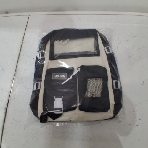 5PC FASHION CANVAS BACKPACK AND DECORATIONS - BLACK/CREAM image 4