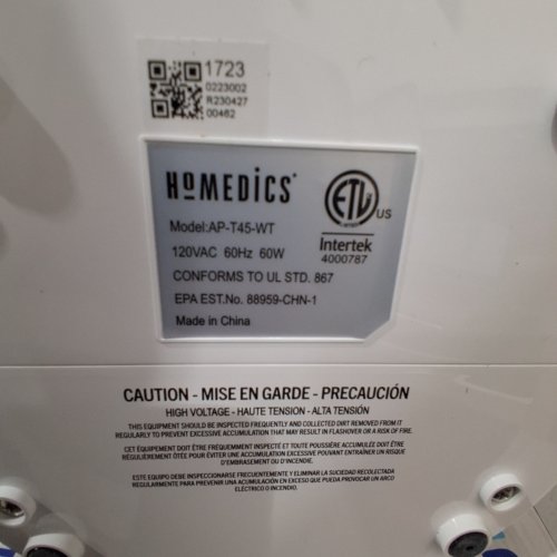 HOMEDICS UV-C AIR PURIFIER - 120 V 60W - WHITE (MODEL: AP-T45-WT) image 5