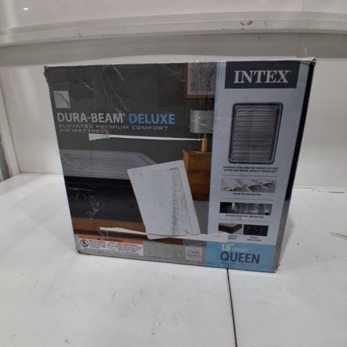 INTEX DURA-BEAM PRESTIGE AIR MATTRESS WITH BUILT IN USB PUMP - 12" RAISED QUEEN - GREY (MODEL: 64114CA) image 4
