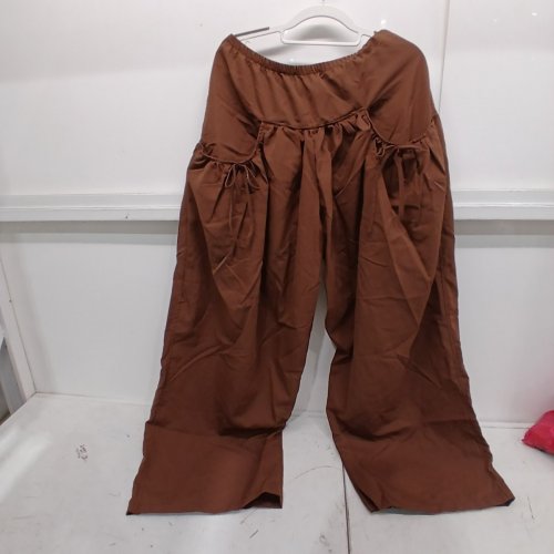 WOMENS LOOSE WIDE LEG BOW TIE PANTS - SMALL -BROWN image 3