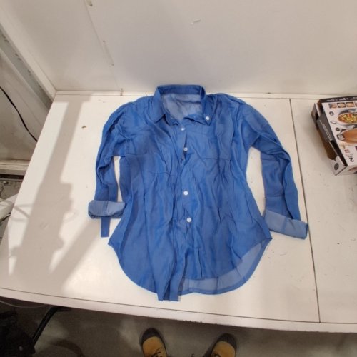 WOMEN'S LONG SLEEVE BLOUSE - MEDIUM - BLUE image 3