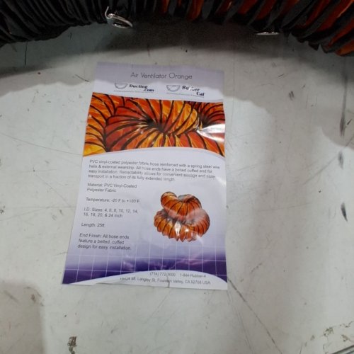 RUBBER-CAL AIR VENTILATOR DUCT HOSE - 25FT LONG FULLY STRETCHED - 12" DIAMETER - ORANGE/BLACK (MODEL: 01-191-12) image 3