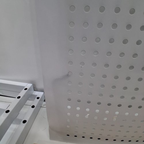 DOUBLE LAYER SHELVING UNIT - WHITE AND NATURAL WOOD image 4