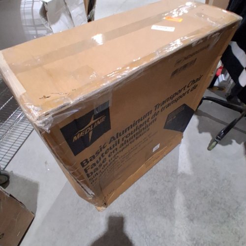 MEDLINE ALUMINUM TRANSPORT CHAIR WITH LARGE WHEELS AND BRAKES - 300LB MAX - 19" SEAT - BLUE (MODEL: MDS808210ABE) image 5