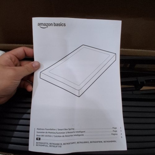 AMAZON BASICS SMART BOX SPRING BED BASE MATRESS FOUNDATION, TOOL FREE ASSEMBLY - FULL - 5" - BLACK, WHITE COVER (MODEL:B07K6H2P7G) image 5