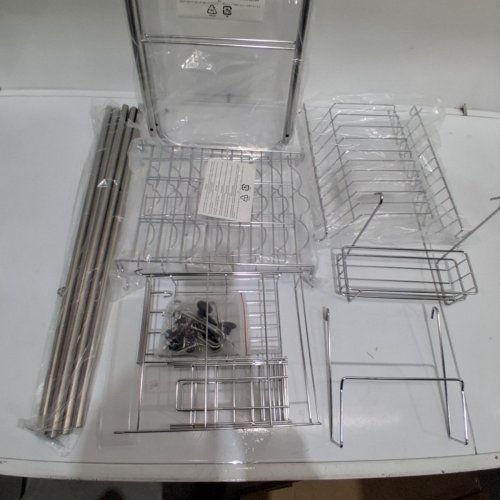 AMAZON BASICS 2-TIER OVER THE SINK DISH DRYING RACK - STAINLESS STEEL (MODEL: AB-KA500) image 3