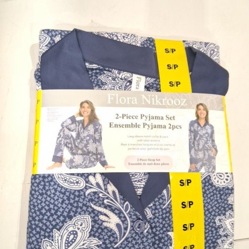 2PC WOMEN'S FLORA NIKROOZ LONG SLEEVE PAJAMA SET - SMALL - BLUE (STYLE: 1969563) image 2