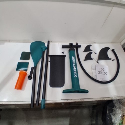 ZLX INFLATABLE STAND UP PADDLE BOARD WITH ACCESSORIES - 11FT 6" X 35" - SWUNLIT OAK / GREEN (MODEL: SUPZLX350) image 5