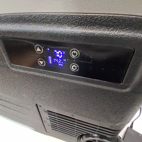EUHOMY PORTABLE REFRIGERATOR FREEZER WITH DUAL-ZONE ADJUSTABLE COOLING WITH 12/24 V DC & 110–240 V AC POWER, APP & LCD DIGITAL CONTROL, HIGH-EFFICIENCY FROST-FREE COMPRESSOR, WHEELED DESIGN - BLACK / GREY (MODEL: CF011-75BL-CAEH) image 2