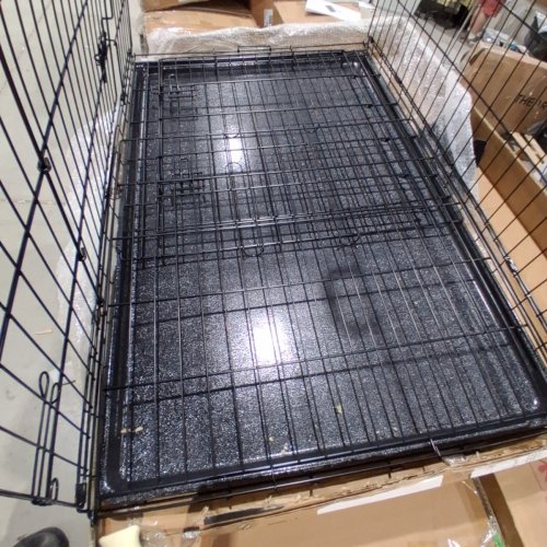 YAHEETECH FOLDABLE DOUBLE DOOR DOG CRATE WITH REMOVABLE TRAY, PERFECT FROM PUPPY'S TO ADULTS - 42" X 24" X 26" - BLACK (MODEL: 593333/614627 BLACK) image 3