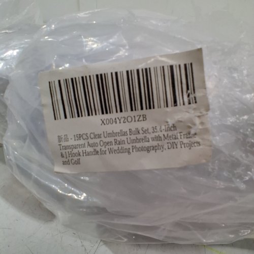 15PK CLEAR UMBRELLAS - 35.4" - WHITE/CLEAR image 2