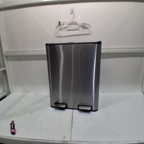 FDW RECTANGULAR STEP TRASH CAN WITH INNER BUCKETS AND HINGED LIDS - 60L (2X30L) - STAINLESS STEEL (MODEL: TC-ST7960-SS) image 2