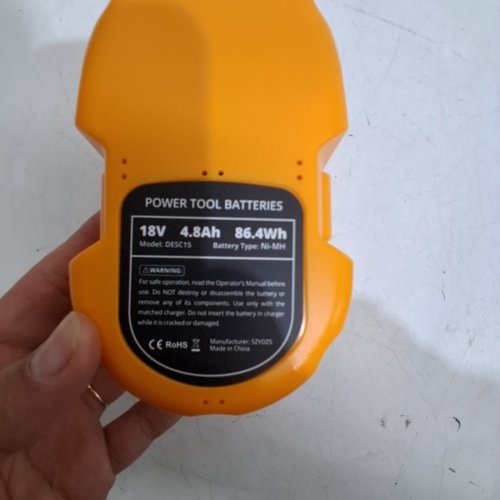 REPLACEMENT BATTERY FOR CORDLESS POWER TOOLS - 18V, 4.8AH - YELLOW/BLACK (MODEL: DESC15) image 3
