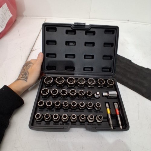 29PC BOLT EXTRACTOR BOLT AND NUT REMOVER SET - 6MM-10MM 13/32"-3/4" - BLACK (MODEL: YM-29) image 2