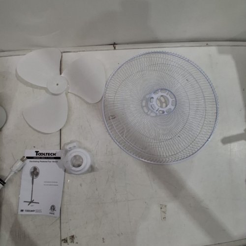 TOOLTECH 3-SPEED OSCILLATING PEDESTAL FAN - 16" - WHITE (MODEL: 100077) image 5