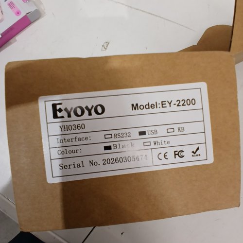 EYOYO OMNIDIRECTIONAL 2D DESKTOP WIRED BARCODE SCANNER - 5V/0.4A - BLACK (MODEL: EY-2200) image 2