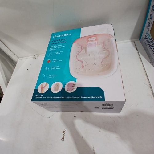 HOMEDICS BUBBLE BLISS DELUXE FOOTBATH WITH 3 MASSAGE ATTACHEMENTS, HEAT MAINTENANCE AND SPLASH GUARD - PINK AND WHITE (MODEL: FB-54) image 3