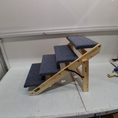 4-STEP DOG STAIRS - 25" X 18.5" X 19" - 150LB CAPACITY - GREY/WOOD (MODEL: ZD-25DOG06) image 2