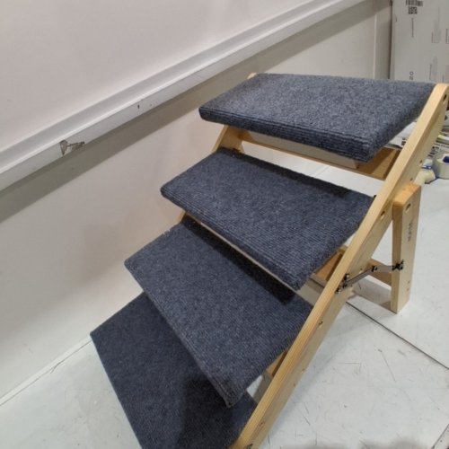 4-STEP DOG STAIRS - 25" X 18.5" X 19" - 150LB CAPACITY - GREY/WOOD (MODEL: ZD-25DOG06) image 4
