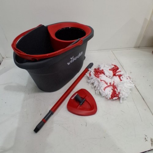VILEDA EASYWRING SPIN MOP BUCKET FLOOR CLEANING SYSTEM WITH POWER MOP HEAD & EXTENDABLE HANDLE - RED/GREY (MODEL: 172880/10683010609981/183310/183418) image 2