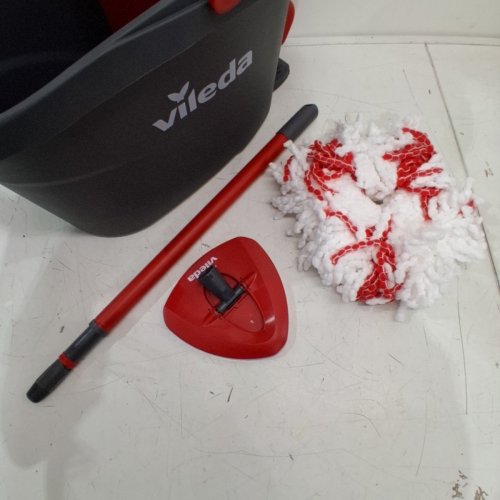 VILEDA EASYWRING SPIN MOP BUCKET FLOOR CLEANING SYSTEM WITH POWER MOP HEAD & EXTENDABLE HANDLE - RED/GREY (MODEL: 172880/10683010609981/183310/183418) image 4