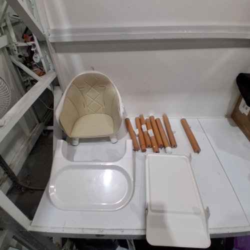 KOMCOT 6-IN-1 BABY HIGHCHAIR CONVERTIBLE BOOSTER SEAT WITH 5 POINT HARNESS - BEIGE/WHITE/WOOD (MODEL: MZ502) image 2