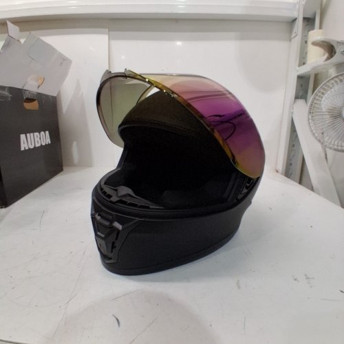 AUBOA FULL FACE MOTORCYCLE HELMET WITH VISOR - LARGE - BLACK GLOSS - (MODEL: AU-T801) image 4