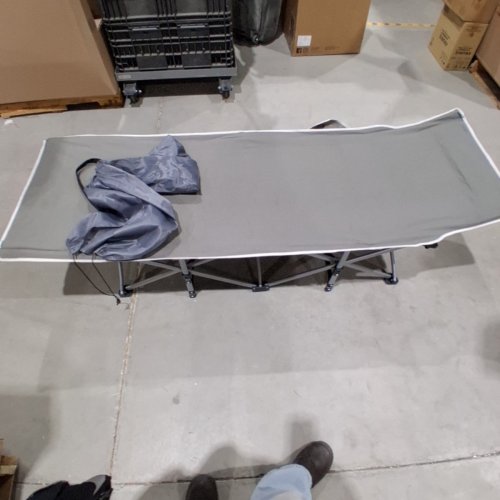 OVERMONT PORTABLE FOLDING EXTRA WIDE CAMPING TENT COT WITH CARRY BAG - 550LBS CAP - 28" X 75" X 21" - GREY (MODEL: CAMP BED-GREY) image 2
