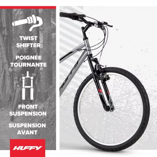 HUFFY ROCK CREEK MOUNTAIN BIKE FITS RIDERS 58-70" - 24" - GREY (MODEL: 54302C) image 2