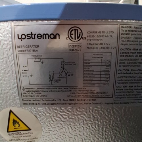 UPSTREMAN COMPACT MINI FRIDGE WITH FREEZER - 1.7 CU.FT - BLUE - (MODEL: FR17-BLUE) image 4