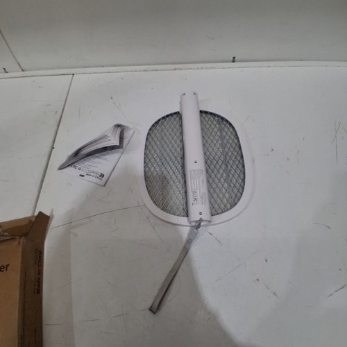 YISSVIC 2-IN-1 ELECTRIC FLY SWATTER FOLDABLE BUG ZAPPER RACKET WITH PURPLE ATTRACTANT LIGHT - RECHARGEABLE, 1800MAH - WHITE (MODEL: WD-9002) image 3