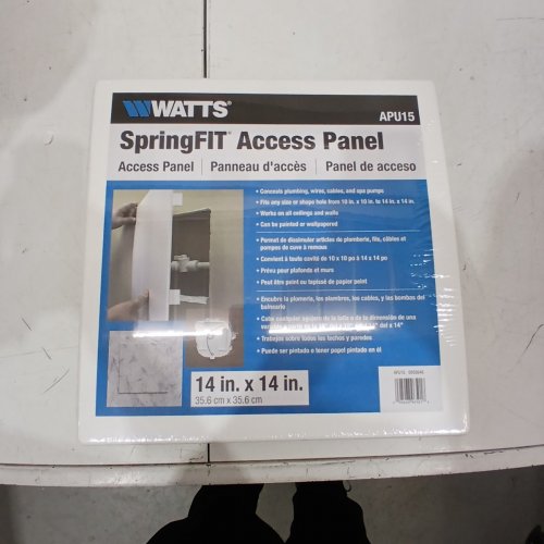 WATTS SPRING FIT DRYWALL ACCESS PANEL FOR PLUMBING, WIRING, AND CABLES, 14 " X 14" - WHITE - (MODEL:APU15) image 2
