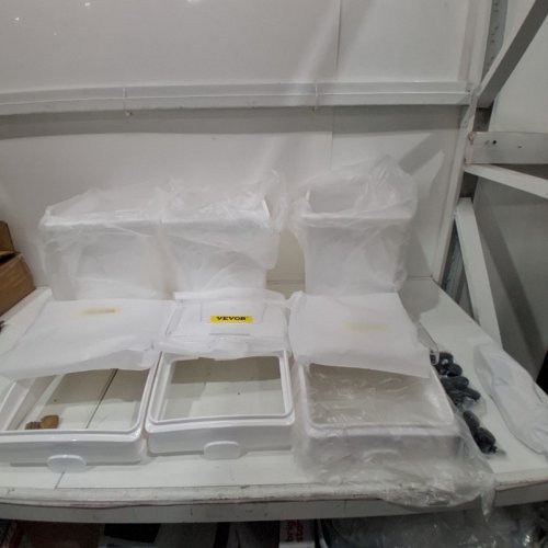 3PK VEVOR RICE BUCKET, INGREDIENT/FLOUR BINS ON WHEELS, 6.6GAL - WHITE image 2