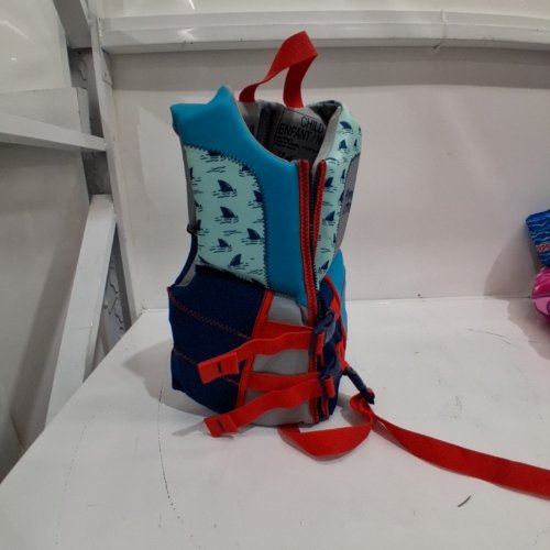 KIDS HYPERLITE WAKE CO. LIFE JACKET PERSONAL FLOATATION DEVICE - YOUTH 33LBS-55LBS - GREY/BLUE/RED (MODEL:3249) image 2
