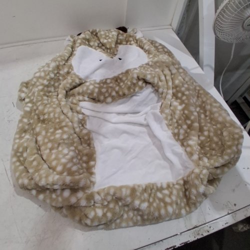 PLUSH ANIMAL HOODED CUSHION COVER - TAN AND WHITE image 2