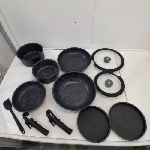 11PC NON-STICK COOKWARE SET - BLACK SPECKLED image 2