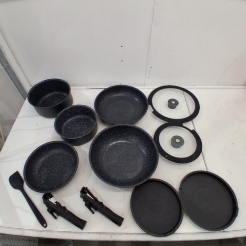 11PC NON-STICK COOKWARE SET - BLACK SPECKLED image 3
