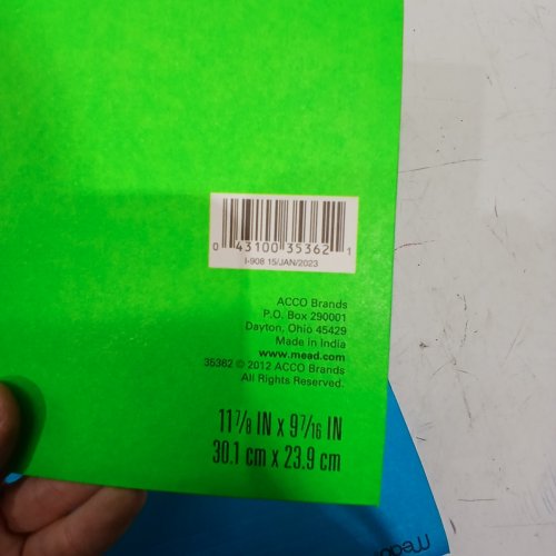 2PK MEAD VELCRO POCKET FILE FOLDERS - 12" X 9.5" - GREEN/BLUE image 2