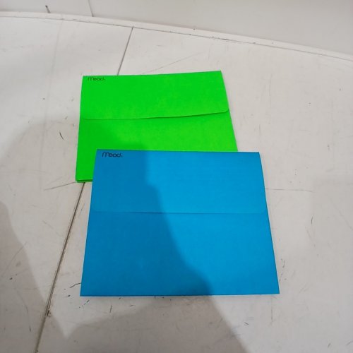 2PK MEAD VELCRO POCKET FILE FOLDERS - 12" X 9.5" - GREEN/BLUE image 3